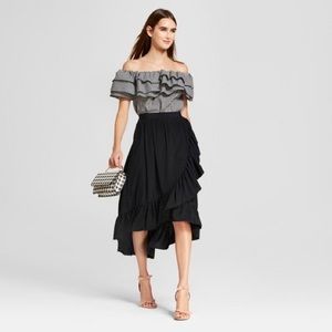 who what wear • ruffle midi skirt